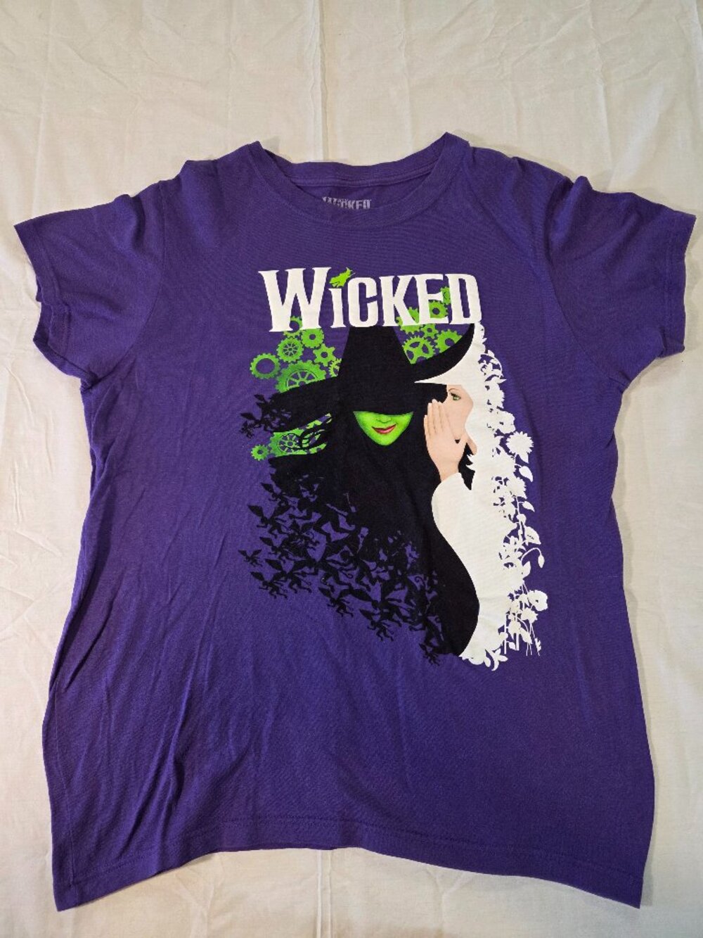 Wicked Broadway Musical Graphic T-Shirt Purple Elphaba Glinda X-Large